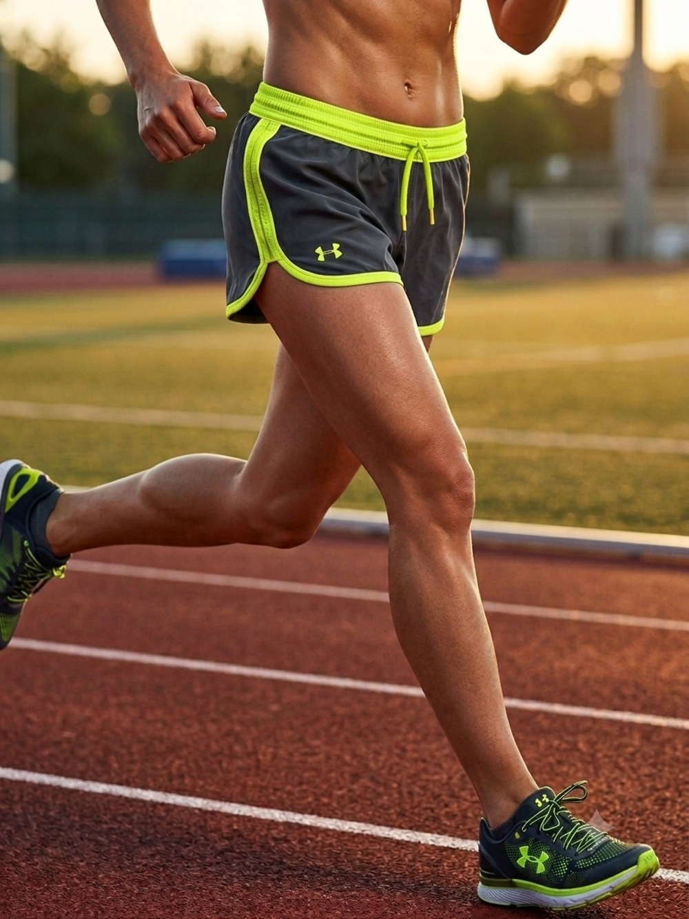 Under Armour Women's Gray Shorts with Neon Yellow Trim
